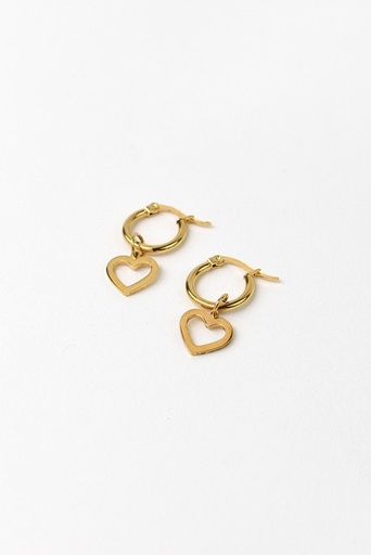 Argollas corazón calado Acero Dorado