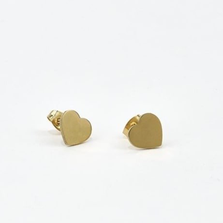 Aritos corazones pasantes Acero Dorado